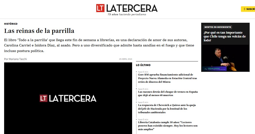 Vista previa de la noticia en La Tercera