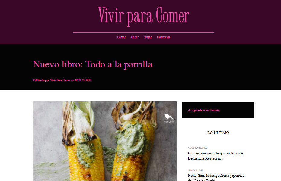 Vista previa de la noticia en Vivir para Comer